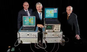 John O’Sullivan, Terence Percival and Graham Daniels with the WLAN test equipment