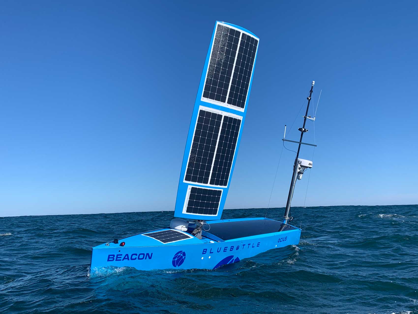 Bluebottle BEACON bow shot on the ocean