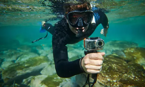 Person With Camera Underwater