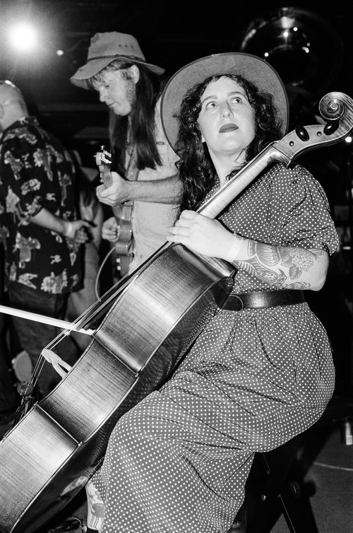 Musician playing double bass at Young Henrys